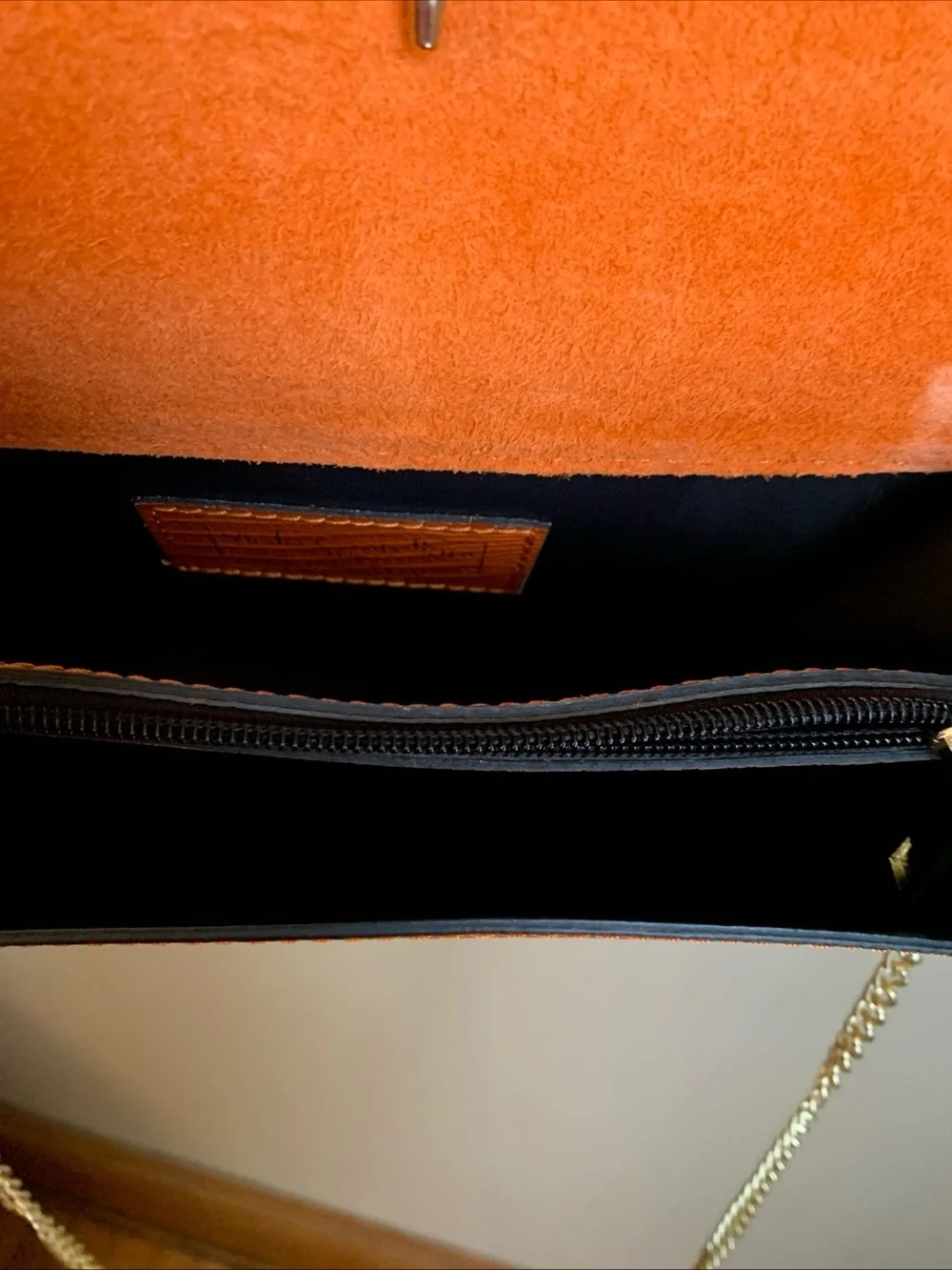 Viola Castellani Italy Leather Snakeskin Orange Crossbody Handbag Purse Bag